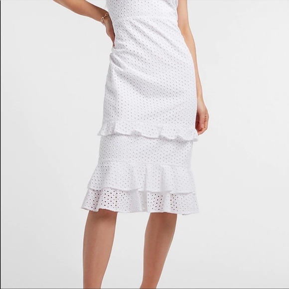 Express White Eyelet Ruffle Dress - Picture 2 of 2